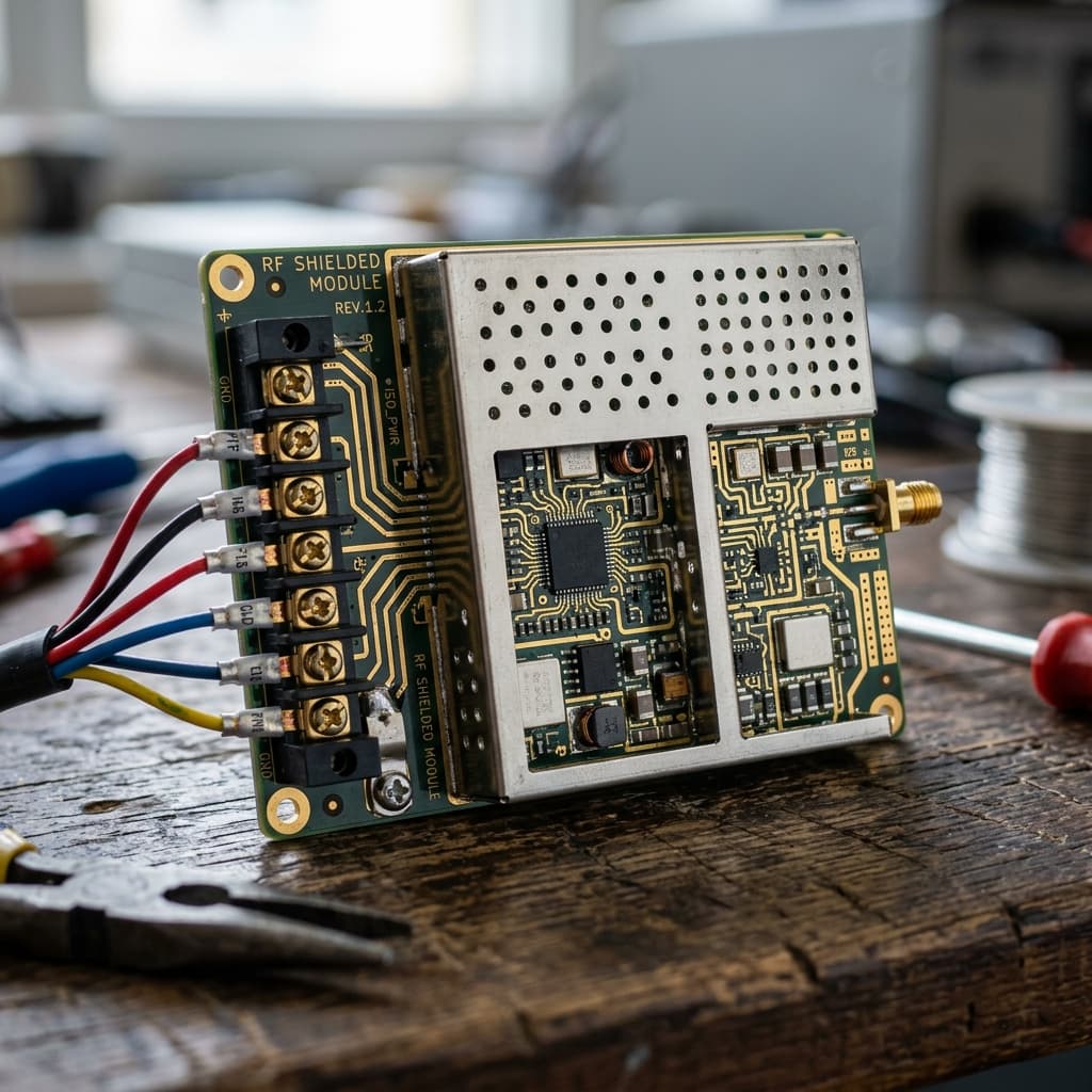 Cryptographically isolated shielded radio frequency PCB