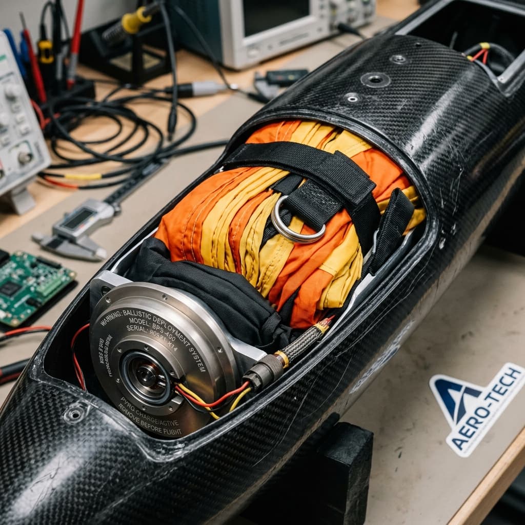 Ballistic parachute airframe recovery system for UAVs