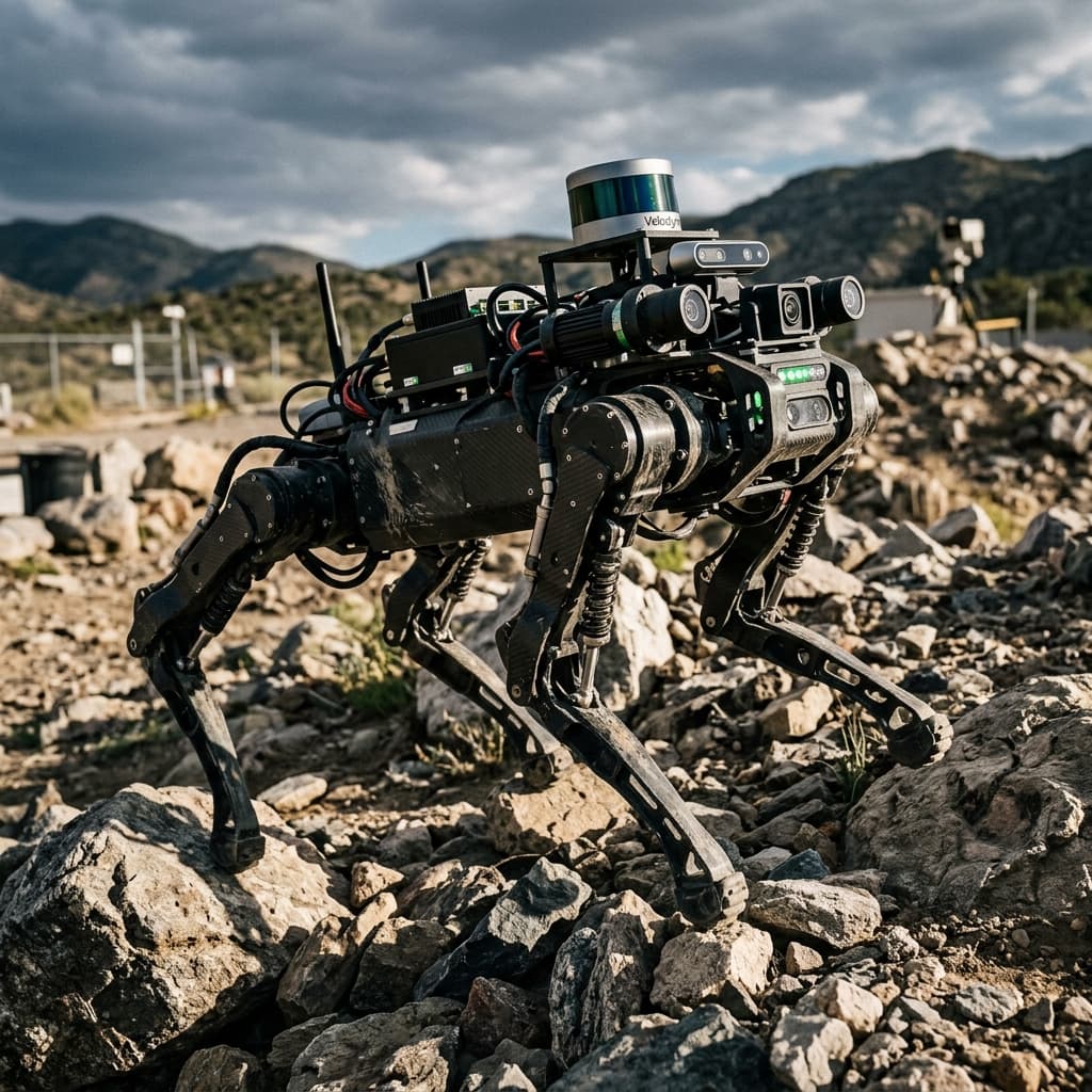 Agile animal inspired quadruped robotic platform navigating chaotic urban rubble autonomously