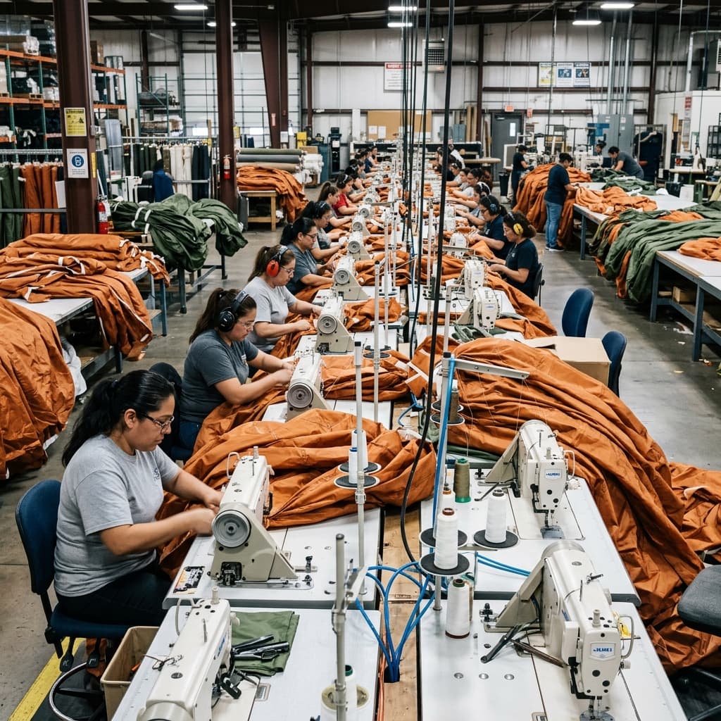 Industrial fabric cutting array directed precisely by deeply mapped digital structural patterns